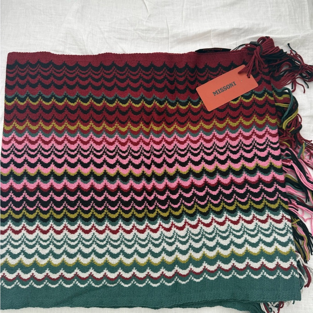 Missoni Red and Pink Zigzag Scarf